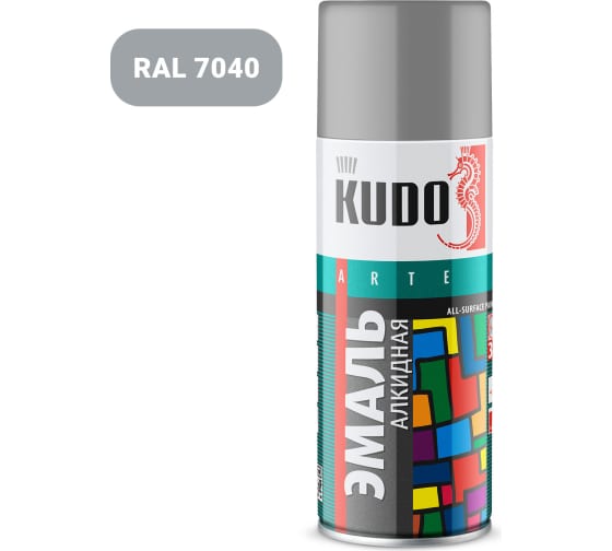 Эмаль-спрей серая 470мл RAL7040 KU-1018 KUDO (1уп-12шт)