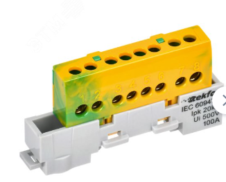 Шина PE земля изолир на унив держ TEKFOR 6х9-8-ЖЗ IEK TF-NN10-08-KL-K52 IEK