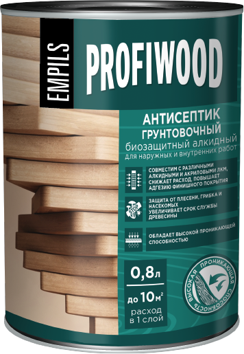 Антисептик грунтовочный биозащитный алкидный бесц 0,8л/0,7кг Profiwood 3750