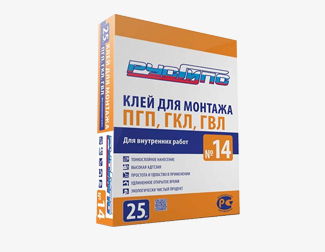 Клей монтажный для ПГП, ГКЛ, ГВЛ №14 25кг РусГипс