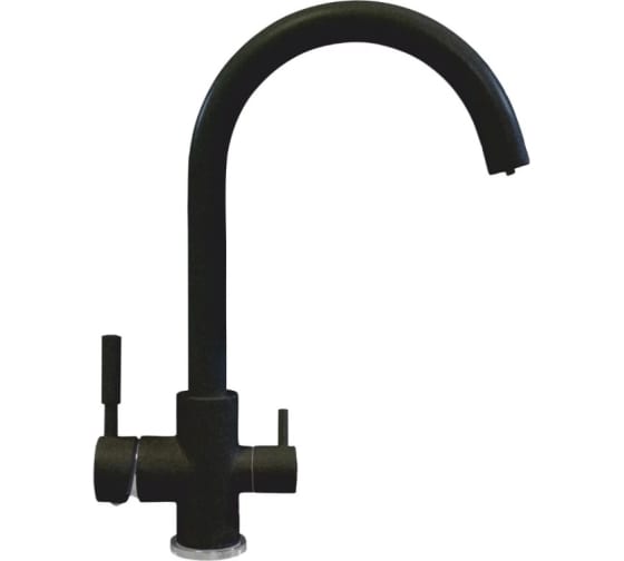 Смеситель для кухни Golden Fox Kitchen pro с высоким изливом, черный, на две воды 11026