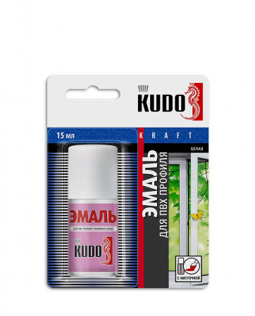Эмаль для ПВХ профиля с кисточкой белая KU-7K6101 KUDO (1уп-12шт)