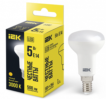 Лампа с/д Е14  5,0W 3000К R50 230В рефлектор LLE-R50-5-230-30-E14 IEK