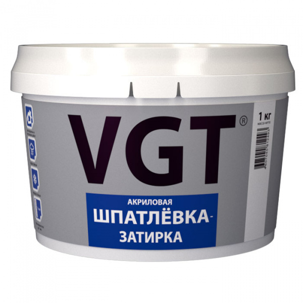 Шпаклевка-затирка водостойкая 1кг ВГТ (1уп-6шт) 18659