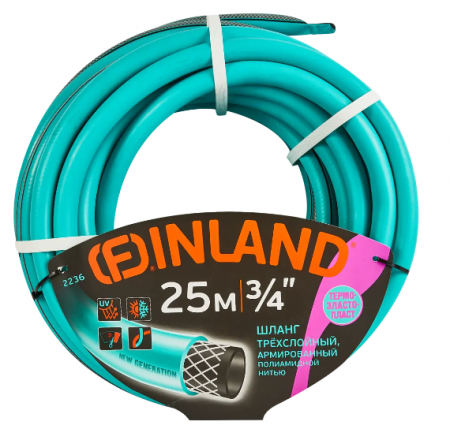 Шланг поливочный 3/4 25м ТЭП 3 слоя бирюза FINLAND SELVA 2236