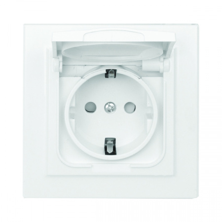 Евророзетка 1СП белая Минск Basicс з/шт. крышка 16А IP44 ERR16-029-100-44 EKF 629611