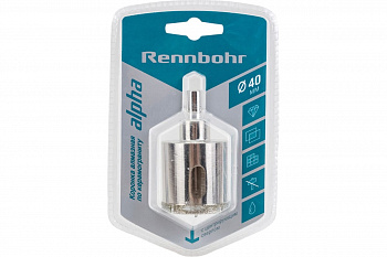 Коронка алмазная 40мм с центр.сверлом гранит/керамика Rennbohr 676240