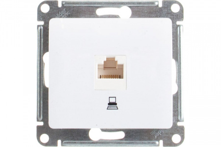 Розетка 1СП в рамку белая компъютерная RJ45 5E GLOSSA GSL000181K