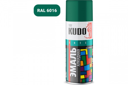 Эмаль-спрей темно-зеленая 470мл RAL6016 KU-1007 KUDO (1уп-12шт)