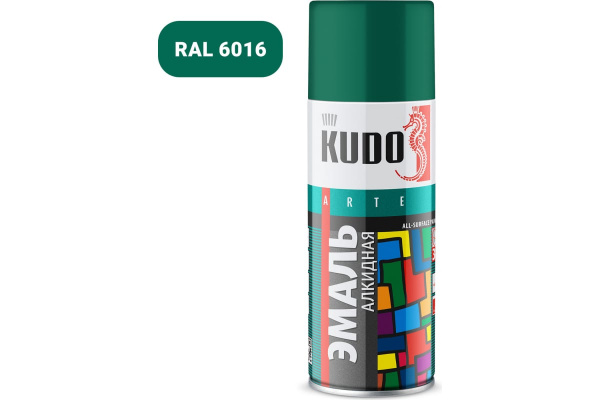 Эмаль-спрей темно-зеленая 470мл RAL6016 KU-1007 KUDO (1уп-12шт)