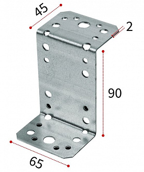 Уголок крепежный Z-обр. 45х90х65 KUZ-90 оцинк.