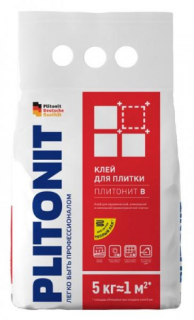 Клей для плитки керамич. водостой. усилен армир.волок.  5кг Плитонит В