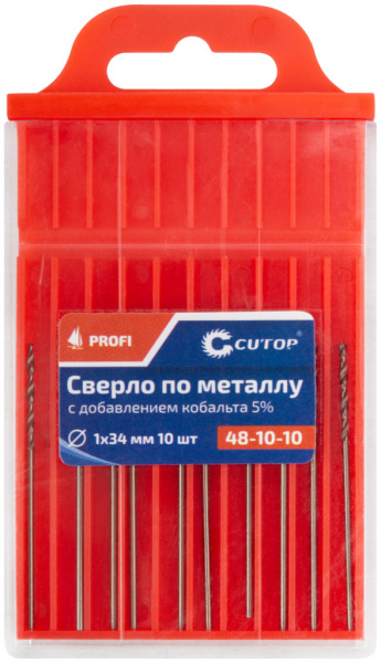 Сверло по металлу  1,0х34мм Cutop Profi с кобальтом 5% (1уп-10шт) 48-10-10