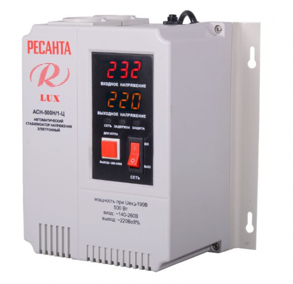 Стабилизатор напряжения релейный АСН-500Н/1-Ц LUX Ресанта 63/6/39