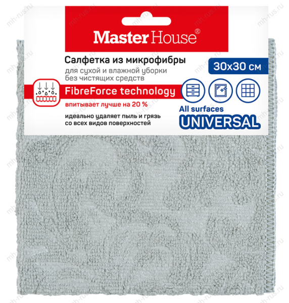 Салфетка для уборки микрофибра 30х30cм цветная Master House Французский жаккард 60162