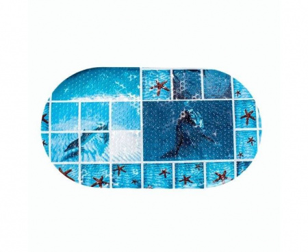 Коврик для ванной на присосках 69*38см Bubbles Дельфины Вилина 7122/FV9-B