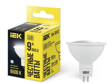 Лампа с/д GU5.3  9,0W 6500К MR16 софит 230В LLE-MR16-9-230-65-GU5 IEK