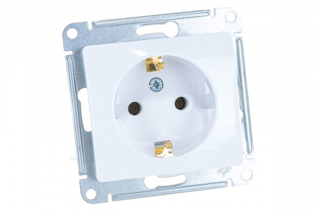 Розетка 1СП в рамку белая с зазем. GLOSSA GSL000143