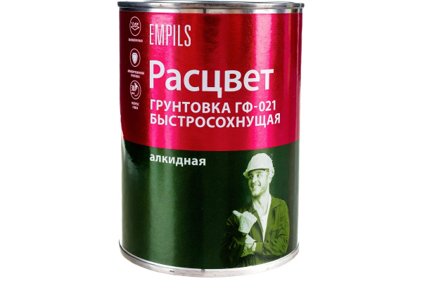 Грунтовка алкидная ГФ-021 быстросохнущая серая 1кг Расцвет (1уп-14шт) 8181 