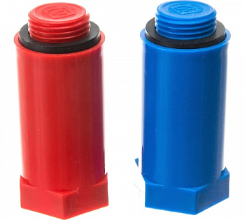 Пробка полипропилен длинная с наруж. резьбой 1/2 крас+синяя VALTEC 792.М.04
