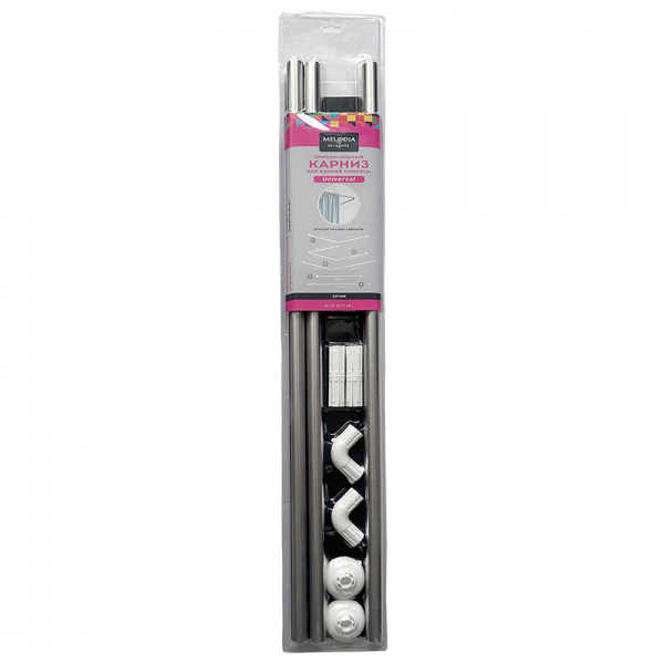 Карниз для ванной комнаты 90х90х90см SS хром UNIVERSAL MELODIA Mcr-00014BL 18587