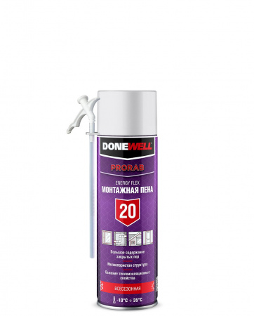 Пена монтажная бытовая всесезонная 650мл DONEWELL ENERGY FLEX 20 DPH06U20 (1уп-12шт)