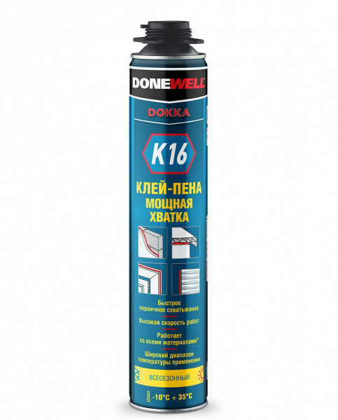 Клей-пена конструкционный DONEWELL DOKKA K16 МОЩНАЯ ХВАТКА DPP10B16SBHT (1уп-12шт)