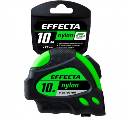 Рулетка 10м 25мм с магнитом,автостоп EFFECTA Nylon 581025