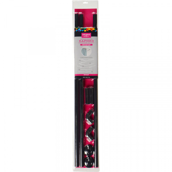 Карниз для ванной комнаты 90х90х90см AL черный UNIVERSAL MELODIA Mcr-00017BL 20687