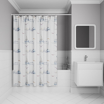 Штора для ванной 180x200 полиэстер IDDIS в ассорт.
