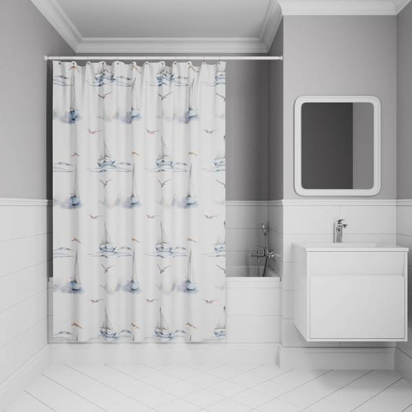 Штора для ванной 180x200 полиэстер IDDIS в ассорт.