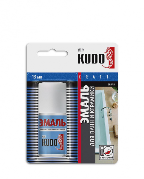 Эмаль для ванн с кисточкой белая KU-7K1301 KUDO (1уп-12шт)